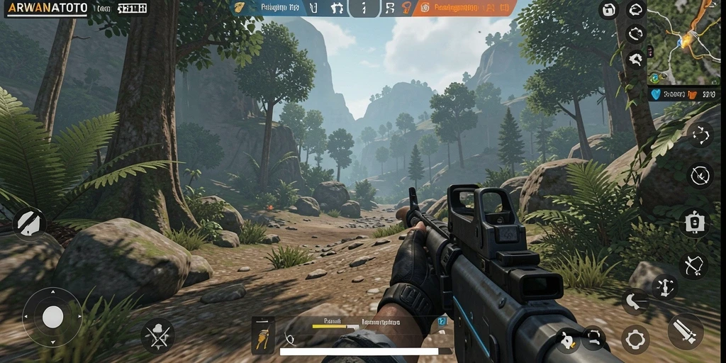 Screenshot utama ARWANATOTO menampilkan aksi seru dalam gameplay FPS.