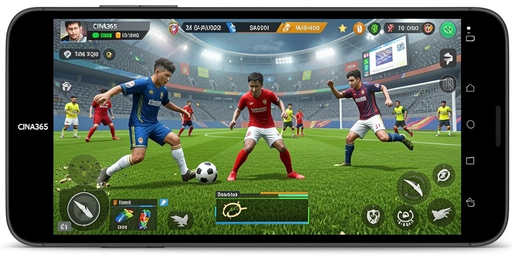 Tangkapan layar utama dari gameplay olahraga CINA365 yang penuh aksi.