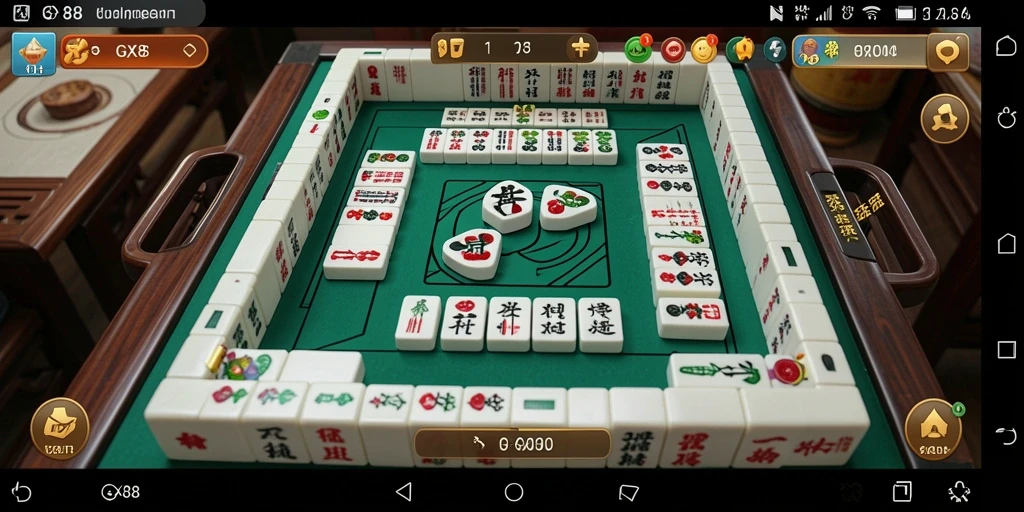 Tangkapan layar gameplay <strong>GX88</strong> menampilkan papan Mahjong yang klasik dan gameplay yang dinamis.