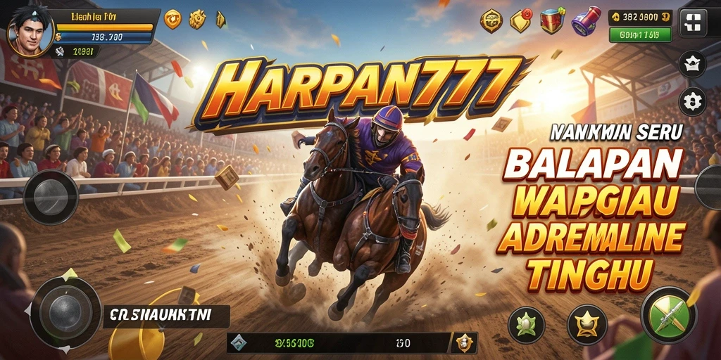 Tampilan gameplay seru dalam HARAPAN777 saat balapan di trek menantang.