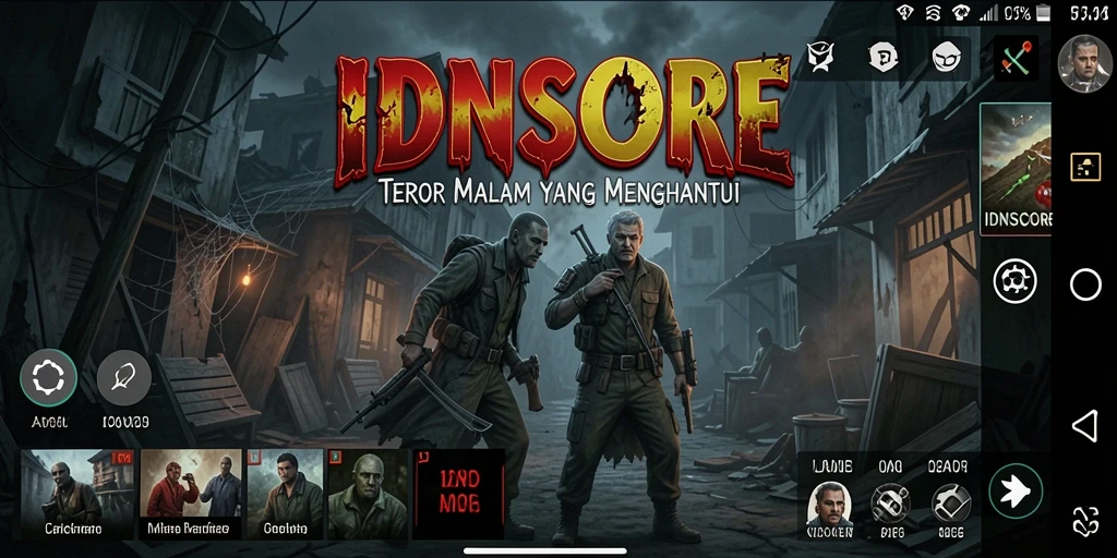 Screenshot gameplay IDNSCORE menampilkan suasana horor yang mencekam.