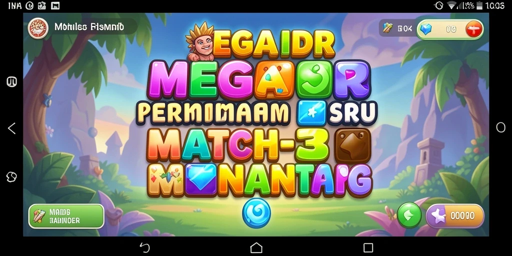 Tangkapan layar utama memperlihatkan gameplay Match-3 yang menarik.