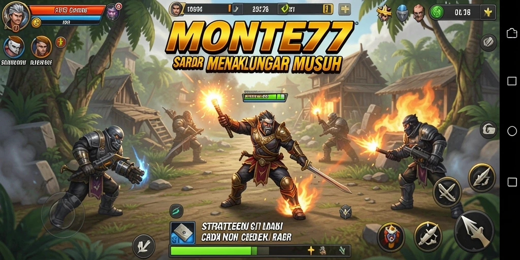 Tampilan gameplay strategi yang intens dan menantang di MONTE77.