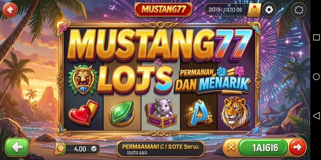 Tampilan gameplay menarik dari game Slot MUSTANG77.