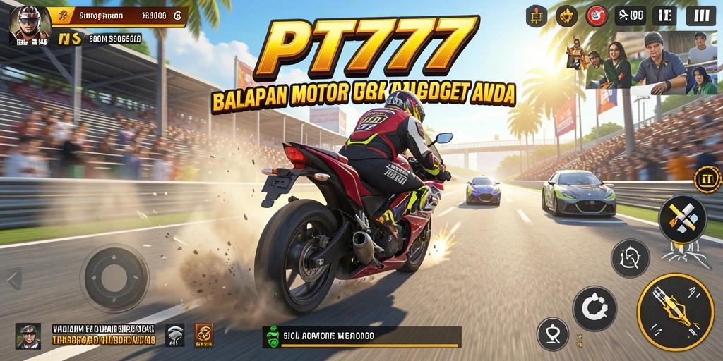 Gameplay PT777 yang menegangkan dengan sepeda motor cepat.