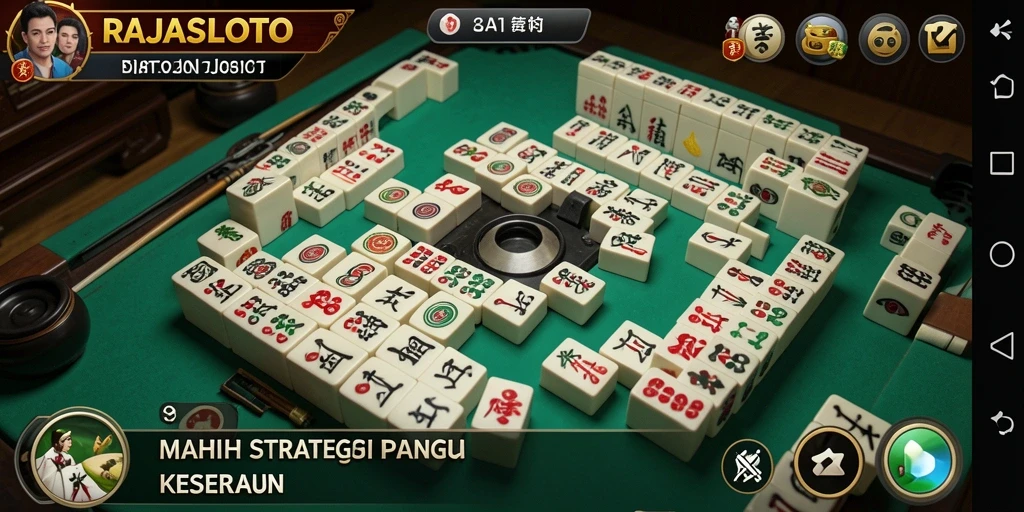 Tampilan gameplay menarik dari RAJASLOTO yang penuh strategi Mahjong.