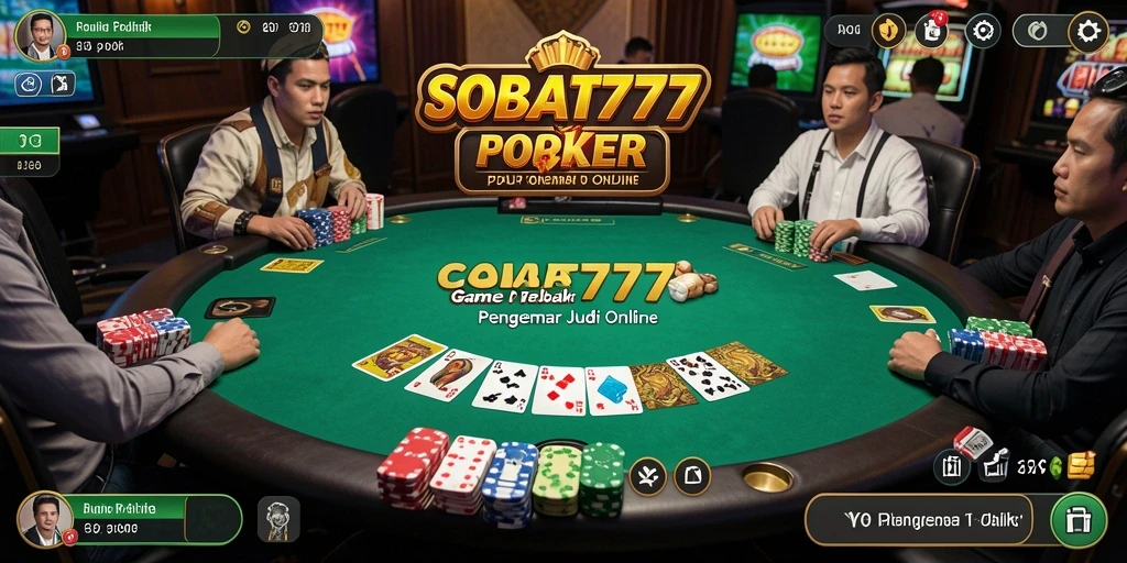 Tampilan seru dari gameplay poker di SOBAT777.